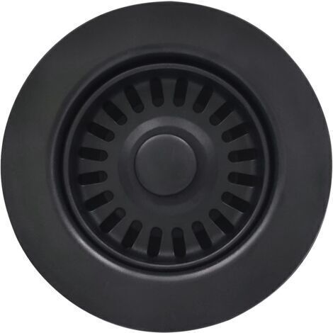 Pair Évier de cuisine noir avec panier-filtre et couvercle, filtre de vidange pour évier de cuisine en granit ou en argile réfractaire (diamètre 114,3 mm)
