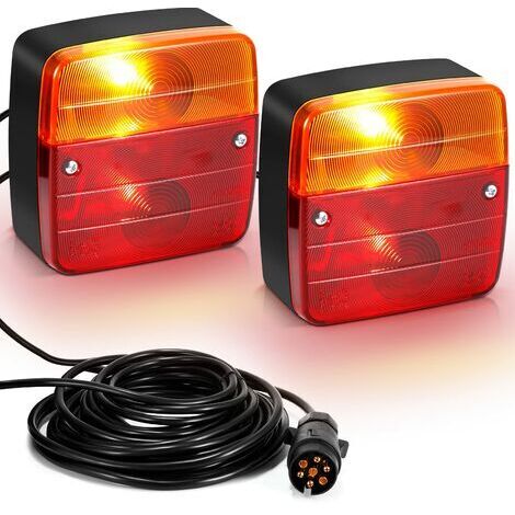 Pair - Feux Arrière de Remorque Magnétique-12V Aimant Feux de Remorque -Feux Arrière Clignotants-Feux de Plaque pour Camion Caravane Tract