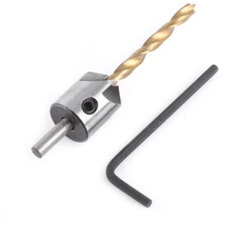Pair Foret à fraiser pour menuiserie, outil d'alésage à tige ronde avec clé hexagonale (4,5 mm)
