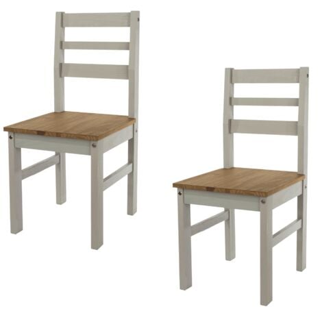 CORONA LINEA Pair Grey Dining Chairs Wooden Back Dining Kitchen Home Furniture Seating