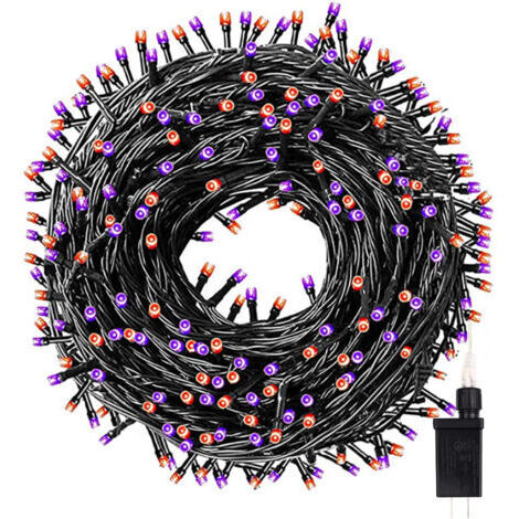 pair Guirlandes lumineuses d'Halloween, guirlandes lumineuses avec décorations pour fêtes et carnavals (violet et orange)