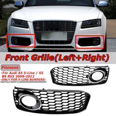 MOHOO Pair Honeycomb Mesh Fog Light Grill Grille For Audi A5 S-Line S5 B8 RS5 2008-12