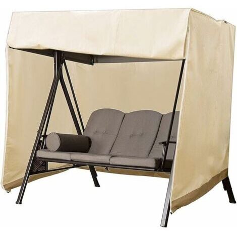 Pair - Housse De Balancelle De Jardin 2 Places, Housse Pour Balancelle Exterieur Oxford Imperméable Anti-Uv Couverture De Protection Balançoire (Beige)-160x120x170cm