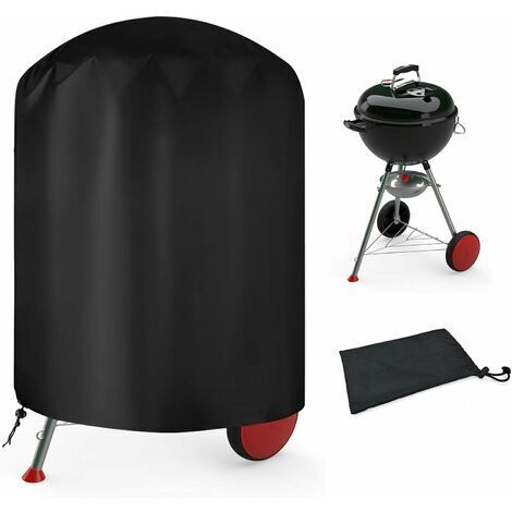 Pair - Housse de barbecue ronde 77x72 cm – Imperméable 210D Oxford – Résistante aux déchirures et aux intempéries – Cordon de serrage ajustable