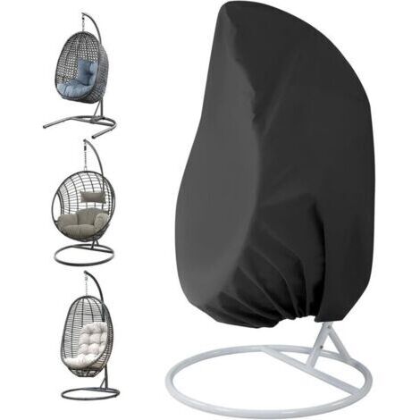 Pair Housse de Fauteuil Suspendu Jardin Rotin Osier Fauteuil Suspendu Imperméable Housse Housse de Protection pour œufs Chaise résistant à l'eau et à la poussière - 190 X115cm (Noir)