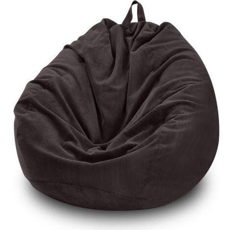 Pair - Housse de pouf poire en velours côtelé doux - Housse de pouf de rangement pour enfants, adultes, animaux de compagnie, chiens, chats (gris foncé)