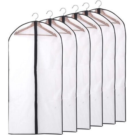 Pair - Housses de Vêtements, Housses de Protection Zip Transparente pour Chemise Costumes/Manteaux, 6pcs 60  140cm(XXL)