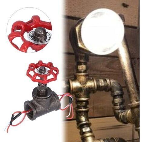 pair Interrupteur de Lumière Industriel Rotatif en Fer de Vanne D'arrêt Vintage 3/4in avec Fil électrique pour la Décoration de la Maison