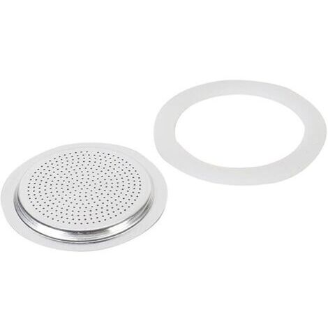 Pair Joint cafetiere italienne, Joint d'étanchéité en silicone et kit de remplacement de filtre pour cafetière expresso à moka (6 tasses)