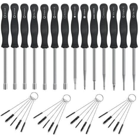 Pair Kit 14 Outils Réglage Carburateur pour Moteurs 2 Temps – Echo Stihl Husqvarna Poulan MTD – Tronçonneuse Débroussailleuse Souffleur – Avec Brosses de Nettoyage