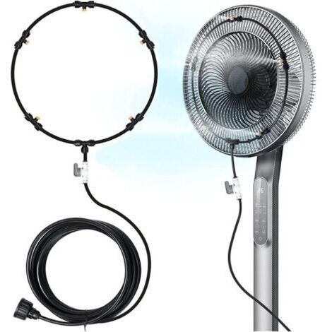 Pair Kit de Brumisation de Ventilateur pour Une Brise de Terrasse Extérieure, Ventilateurs de Brumisation d'eau, Ligne de Brumisation de 8 m + 5 Buses de Brumisation en Métal en Cuivre + 1 Connecteur 