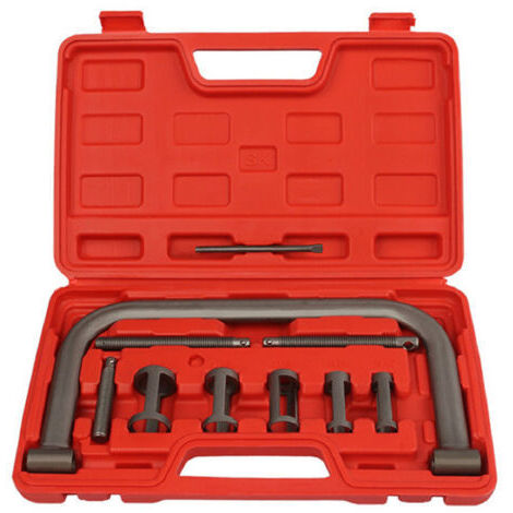 Pair - Kit de pinces C de compresseur de ressort de soupape 10 pièces, outil de démontage gratuit avec adaptateurs de poussoir de pince, tiges d'extension, levier pour la réparation de moteur de moto
