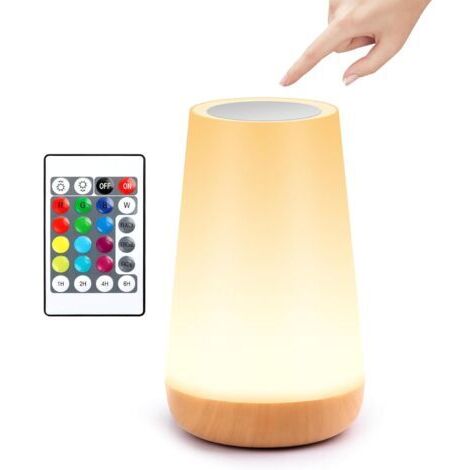 Pair - Lampe de Chevet, Veilleuse LED vec 13 Couleurs Changeantes, RGB Lampe Nuit Tactile avec Télécommande pour Cadeau pour Enfant/Adulte