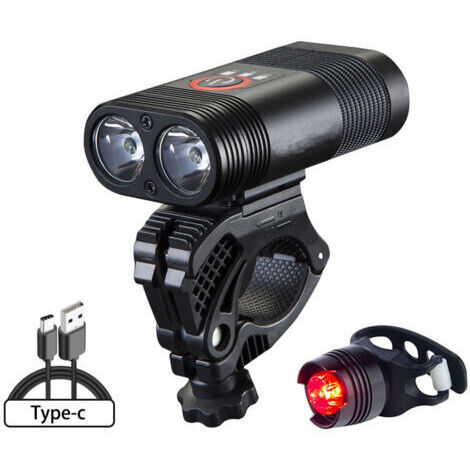 Pair Lampe de Vélo en Alliage d'Aluminium - Lampe de Poche à Vélo Étanche, Lumière Nocturne Rechargeable Type-C