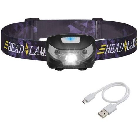 Pair - Lampe frontale, USB, noire