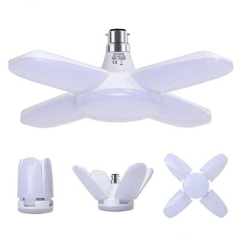 Pair - Lampe Garage B22 60W,Lampe Atelier Blanc Froid 6500K 6800Lm,Déformable avec 4 Panneaux Ajustables, Éclairage Plafond LED, pour Garages