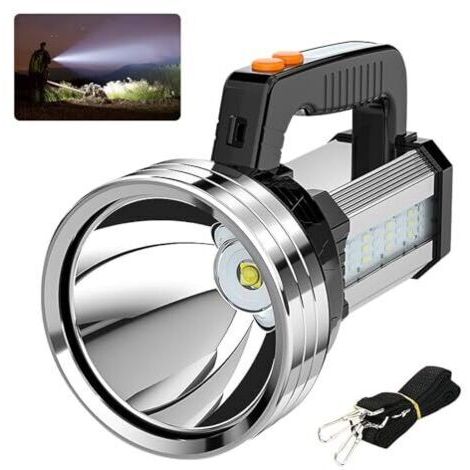 Pair Lampe torche LED professionnelle et puissante, batterie rechargeable 10 000 mAh, 2 000 lm, portée de 800 m, 6 modes d'éclairage, étanche IPX4, ultra-portable pour le camping, le vélo et l'alpinis