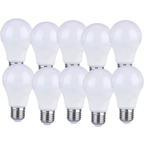 Pair - Lot de 10 Lot de 10 ampoules LED E27 9W A60 - Lumière blanche chaude 4000K - 806 Lumen