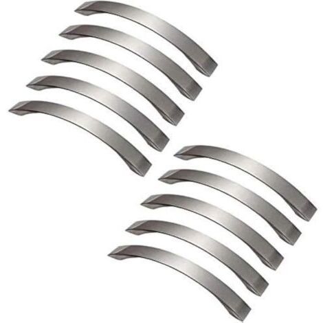 Pair Lot de 10 poignee de meuble cuisine - chromées- Poignées de porte Nickel Brossé poignee de cuisine poignée cuisine inox entraxe 128mm