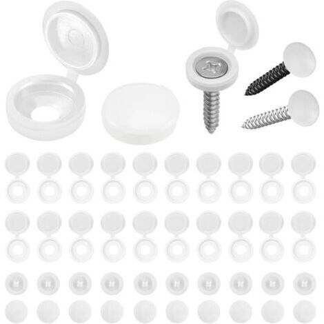 Pair Lot de 100 capuchons à vis en plastique blanc pliables pour couvrir les têtes de vis, protection des vis (S)