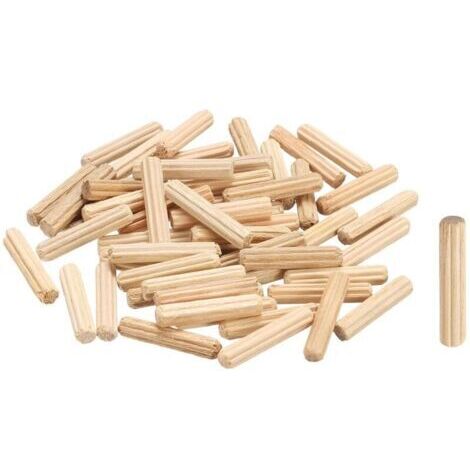 Pair Lot de 100 chevilles droites cannelées en bois - 4 mm x 20 mm - Pour travaux manuels, meubles, bricolage