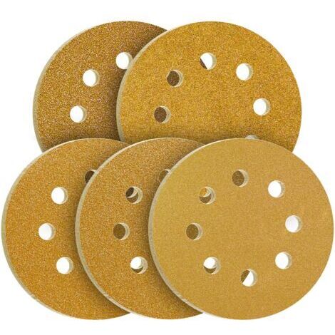 Pair - Lot de 100 disques abrasifs 125mm – Assortiment grains 40/60/80/120/240 – Oxyde d'aluminium pour ponçage bois et métal – Pré-perforés pour aspiration - 100pcs