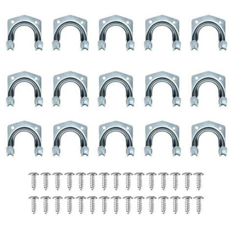 Pair Lot de 15 crochets multi-outils robustes pour rangement de la maison et du garage – Support mural antidérapant double crochets pour entrepôt, garage, abri de jardin, outils de jardin