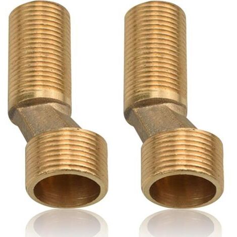 Pair Lot de 2 adaptateurs pour robinet de douche 3/4\" vers 1/2\" en laiton - Filetage extérieur S - Adaptateur décalé de 8 mm - Longueur : 70 mm - Raccord excentrique réglable pour robinet mural