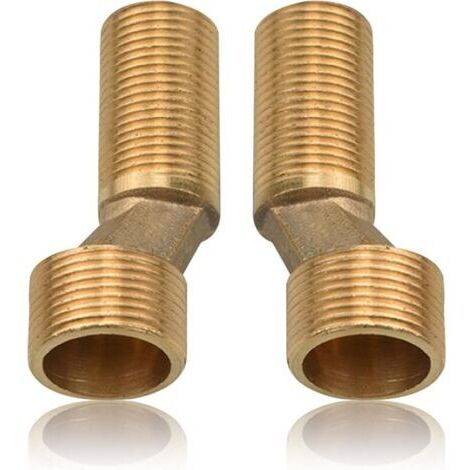 Pair Lot de 2 adaptateurs S pour robinet de douche, filetage extérieur 3/4\" vers 1/2\" en laiton, raccord en S, décalé de 8 mm, longueur 75 mm, raccord de bras pivotant réglable, excentrique pour