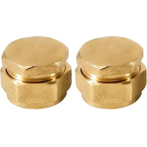 Pair Lot de 2 bouchons de raccord à vis, 16 mm x 2 mm, pour tube composite en aluminium, raccord à vis, bague de serrage en laiton, pour tube composite multicouche, tuyau composite en aluminium, chauf