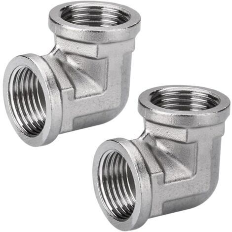 Pair Lot de 2 coudes coudés en acier inoxydable 304 90° 1/2\" IG/IG, 1/2\" en acier inoxydable coudé à 90 °, filetage intérieur 1/2\", coude coude pour installations d'irrigation