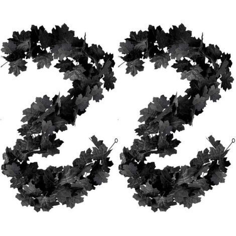 Pair Lot de 2 guirlandes de Feuilles d'érable artificielles, Couronne de Feuilles d'érable d'automne de 180 cm,décoration d'automne,Décoration d'intérieur pour Halloween, Thanksgiving, Mariage