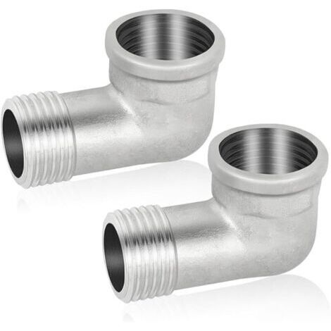 Pair Lot de 2 raccords coudés en acier inoxydable 304 - 90° - DN20 - Coude de 90° - Coude intérieur 3/4\" - Filetage intérieur x filetage extérieur en acier inoxydable sanitaire