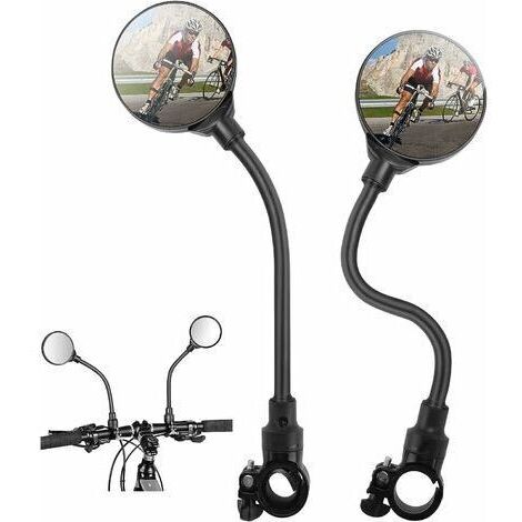 Pair [Lot de 2] Rétroviseurs de vélo, rétroviseurs de vélo rotatifs à 360°, rétroviseurs de vélo rotatifs réglables haute définition, rétroviseurs grand angle, antichoc, type universel, adaptés aux VT