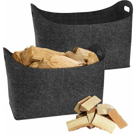 Pair - Lot de 2 sacs en feutre pour bois de cheminée,55 x 30 x 40 cm feutre, Gris foncé