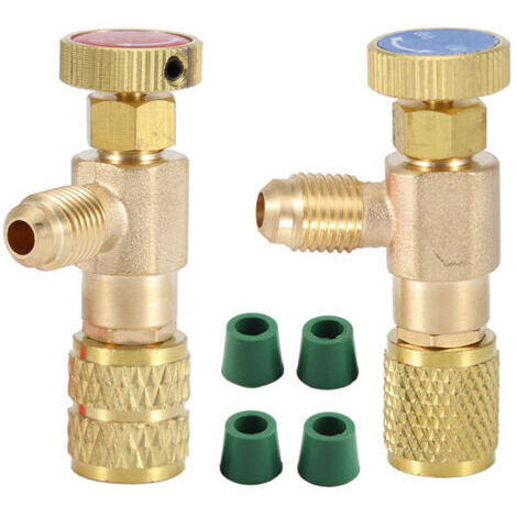 Pair Lot de 2 soupapes de sécurité pour liquide réfrigérant R410A R22, adaptateur de sécurité 1/4\"