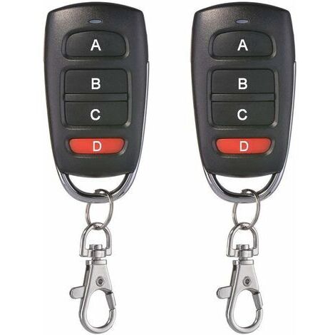 Pair - Lot de 2 télécommandes clonage 433 MHz – 4 boutons – Compatible avec portes de garage et systèmes d'alarme – Installation rapide