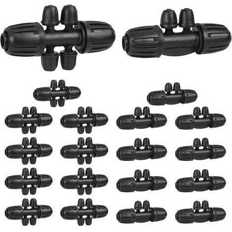 Pair Lot de 20 Kits d’Irrigation Goutte à Goutte de 1/2 Pouce à 1/4 de Pouce pour Tuyau d’Irrigation de 16 mm, connecteur de Tuyau d’arrosage (10 pièces 4 voies10 pièces 6 Voies)