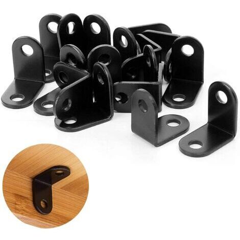 Pair Lot de 20 Petit Équerre de Fixation Noir, 26x26 mm Equerre Metal pour la Fixation et la Réparation de Meubles, Renforcer les Joints