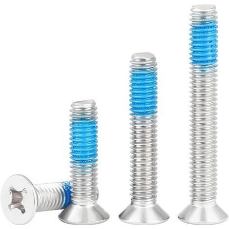 Pair Lot de 20 Vis à Tête Fraisée Phillips M2x5mm en Acier Inoxydable, Petites Vis avec Revêtement en Frein Filet Bleue, Pour l'Équipement de Machine et les Meubles