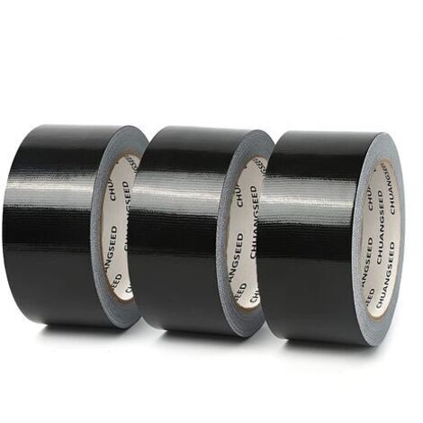 Pair - Lot de 3 rubans adhésifs en tissu noir 220 microns x 50 mm x 20m, gaffer noir,ruban adhésif americain de réparation d'étanchéité,heavy duty duct tape,ruban large resistant noir