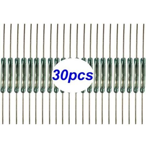 Pair Lot de 30interrupteurs Reed, Aimant Proche – Circuit de Connexion, Aimant éloigné – Circuit de Coupure, Interrupteur à Induction magnétique, Contact Reed Miniature (2mm x 14mm)