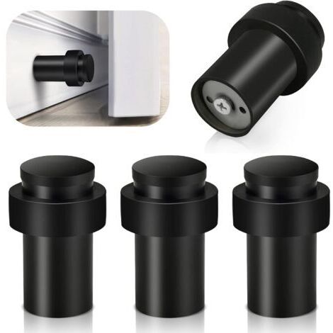 Pair Lot de 4 butées de porte en acier inoxydable 304 – Caoutchouc épais pour protection murale – Installation facile sur plinthes ou sol
