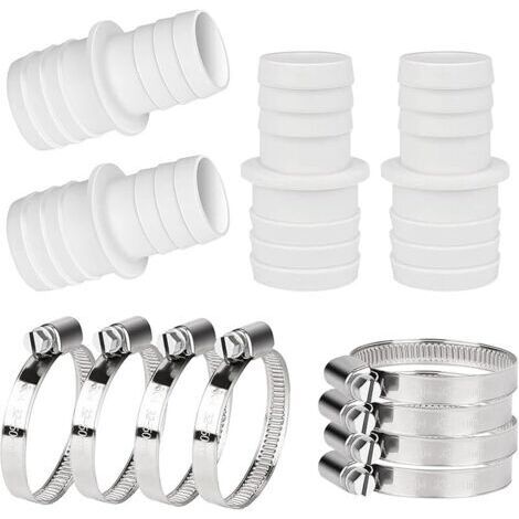 Pair Lot De 4 Raccord De Tuyau, Adaptateur De Tuyau De Piscine, Raccord De Tuyau Avec Colliers De Serrage, Adaptateur Raccord Piscine, Adaptateurs De Tuyau Ø 32 à 38 Mm Pour Piscine (32-38)