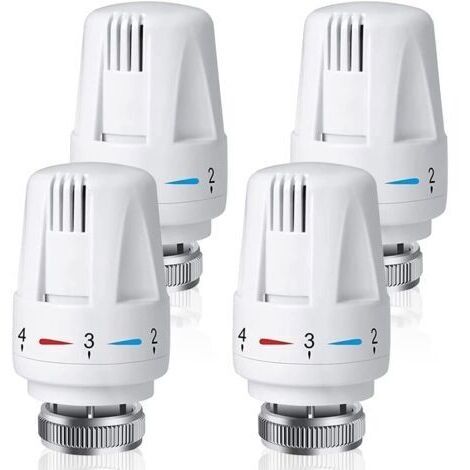 Pair Lot De 4 Vanne Thermostatique Radiateur, CJBIN Tête Thermostatique Radiateur M30 x 1,5, Robinet Thermostatique Radiateur pour La Maison Et Le Bureau, Remplacement de Thermostat de Radiateur
