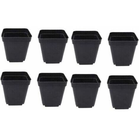 pair Lot de 50 seaux de semis noirs  Jardinières carrées en plastique  Petites jardinières d'intérieur et d'extérieur (noir/6,5 x 5 x 6,5 cm)