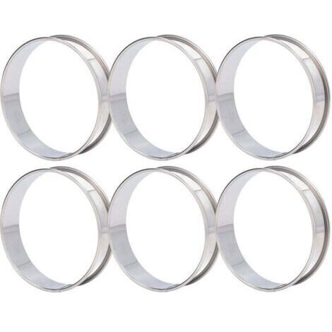 Pair Lot de 6 anneaux à crumpet double volume faciles à démouler en acier inoxydable pour muffins anglais pour la fabrication de nourriture à la maison 10 cm/3,9 pouces