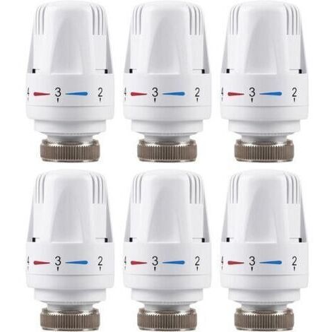 Pair Lot de 6 Tête de Thermostatique M30 x 1,5, Valves Thermostatiques pour Radiateur, Tête de Remplacement de Vanne de Thermostat de Radiateur pour Maison Bureau
