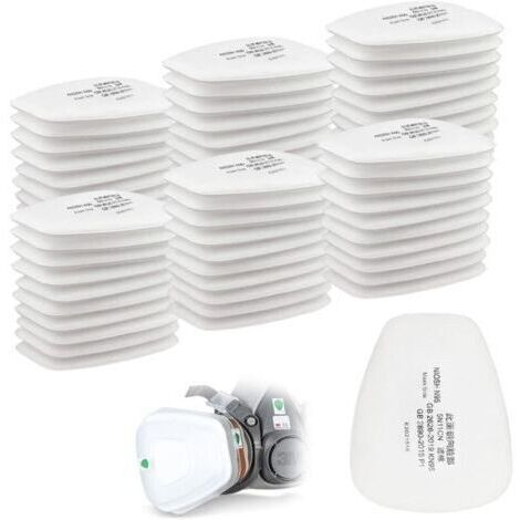pair Lot de 60 filtres en coton 3M pour masque facial complet, filtre d'insertion CN 5n11, filtre en coton pour filtres 6000, 6200, 6800, 7501, 7502 et FF402 (blancs)
