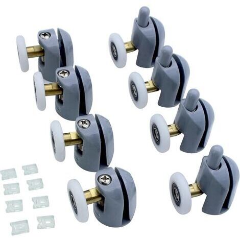 Pair Lot de 8 rouleaux de porte de douche en verre pour cabine de douche, salle de douche, rouleau de rechange pour porte de douche de 23 mm